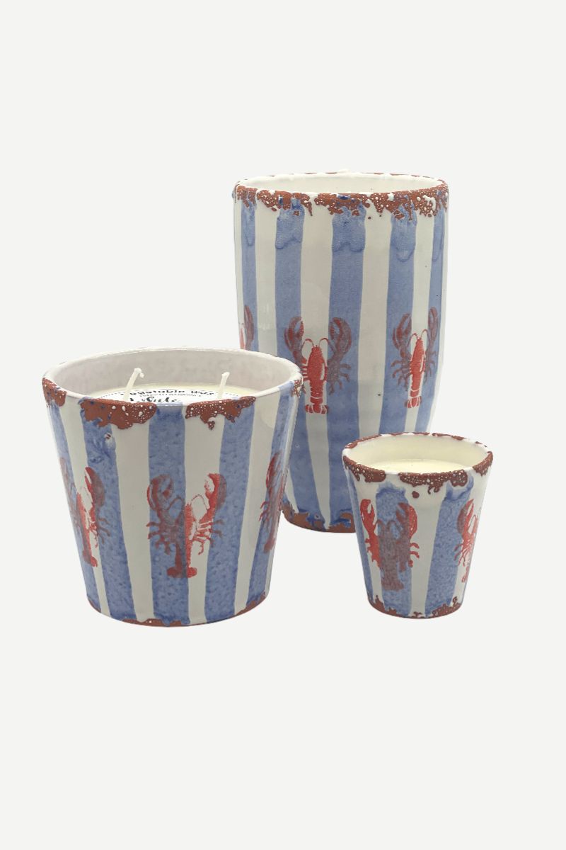 Vela Cerámica Rayas/Langosta