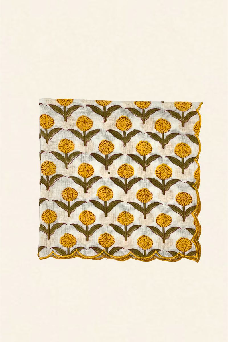 Serviette brodée feuille noire