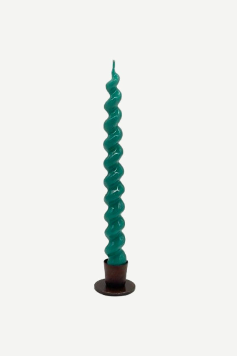 Turquoise Spiral Candle 21