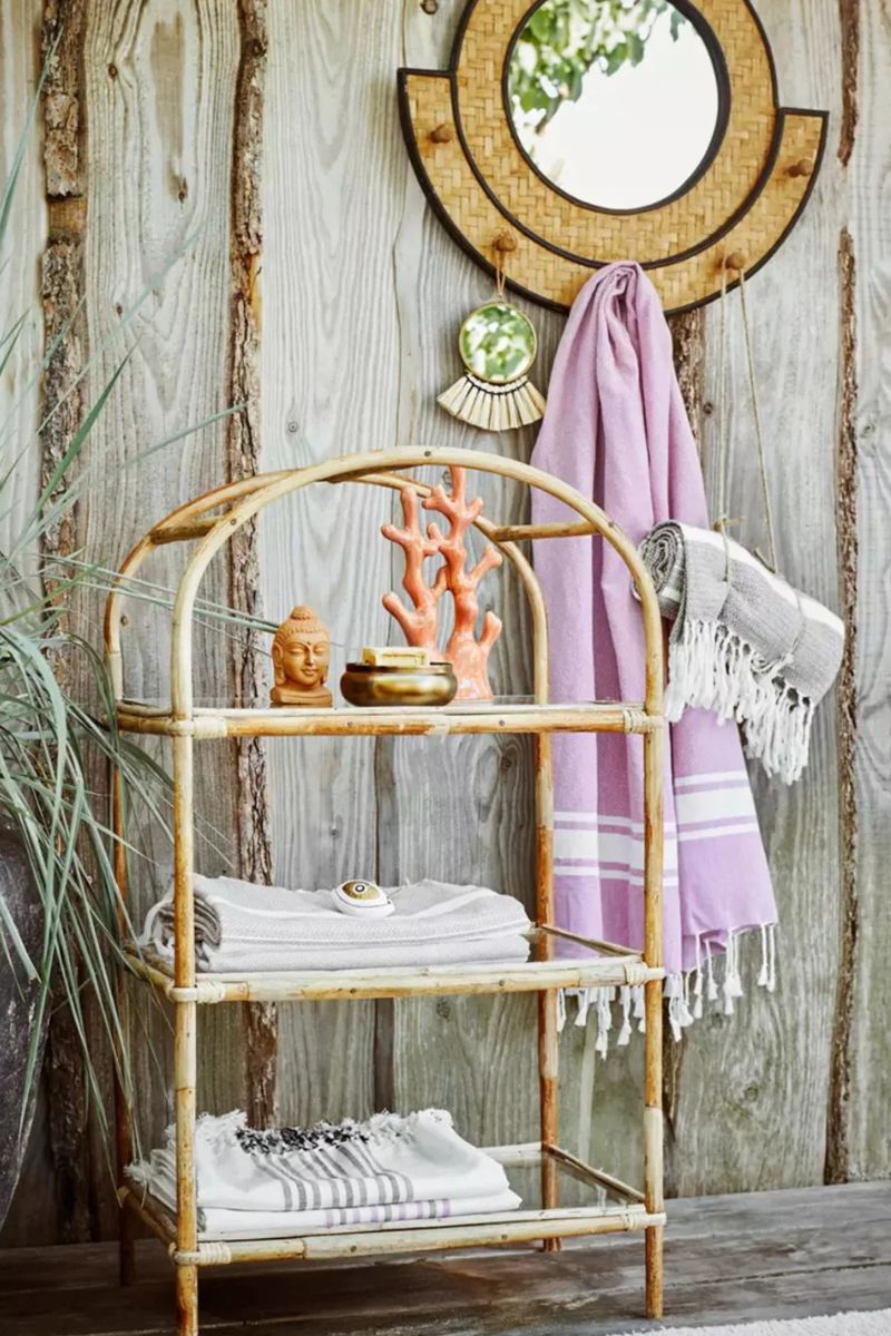 Bamboo Coat Rack Mirror