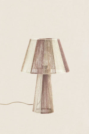 Lampe de table en jute rose