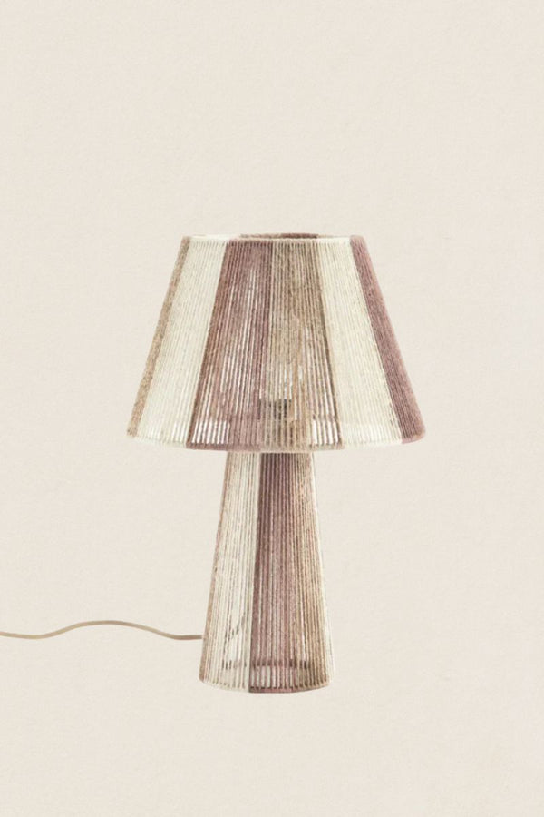 Lampe de table en jute rose