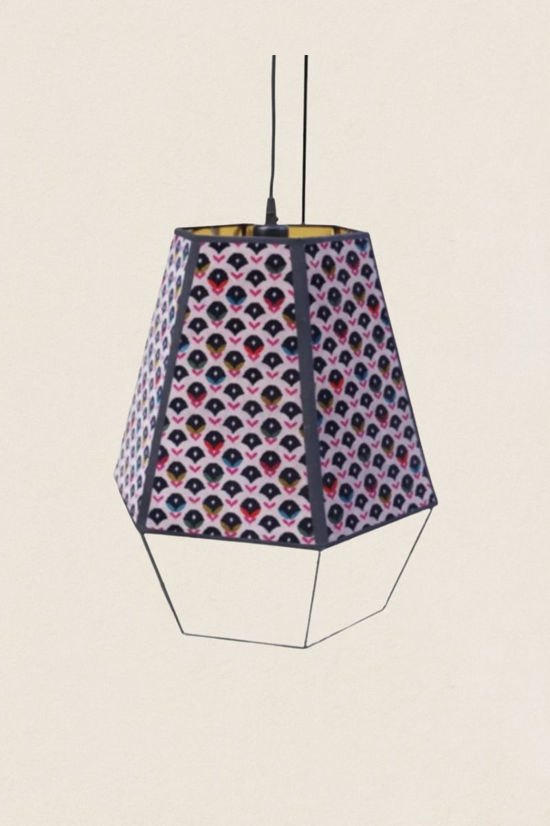 Velvet Rhombus Shapes Grey Lamp