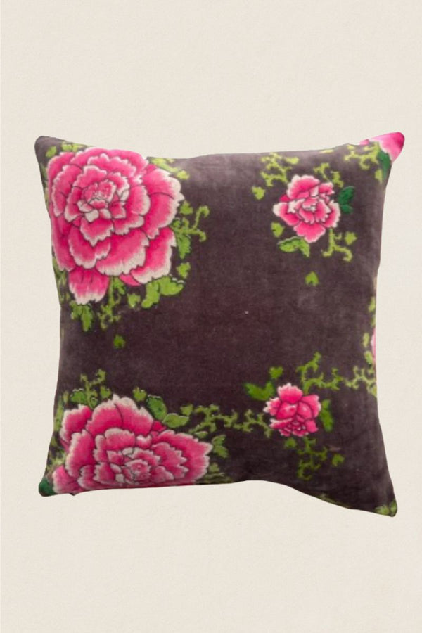 Funda de Cojín Cleo gris flores grandes - The Nook Store Home