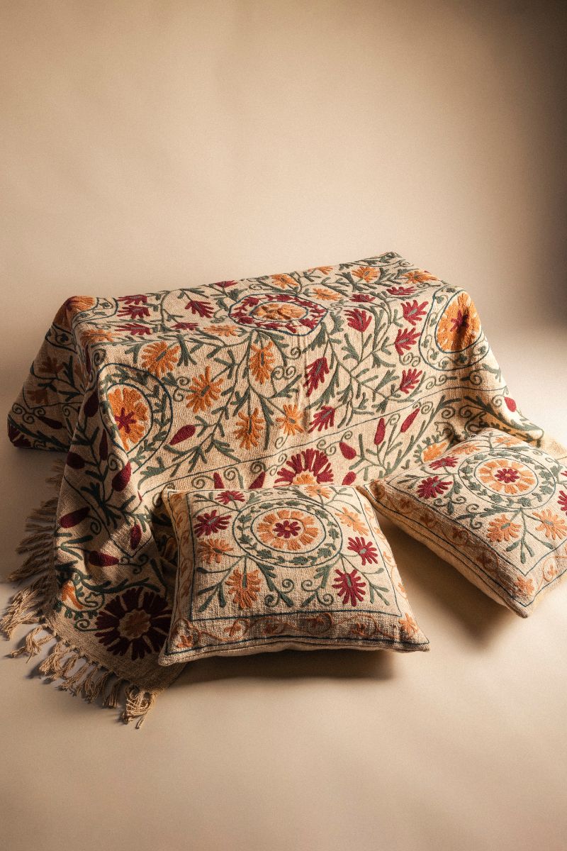 Funda de Cojín Algodón Bordado FCOJ13