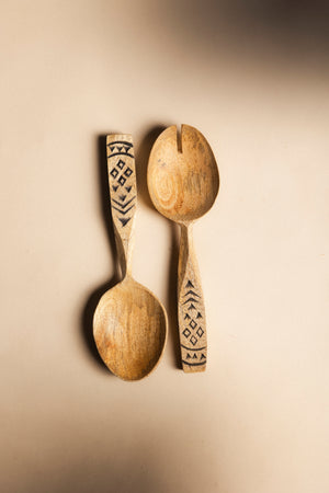 Couverts en bois vert et bambou