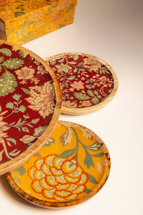 Bandeja Madera y Esmalte Flores BDJ02