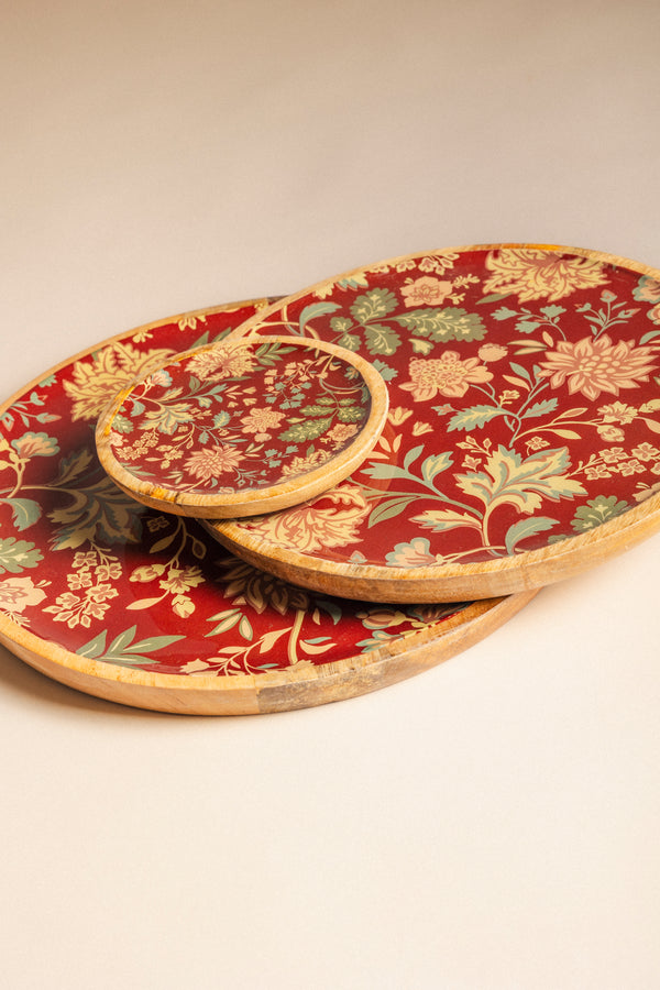 Bandeja Madera y Esmalte Flores BDJ02