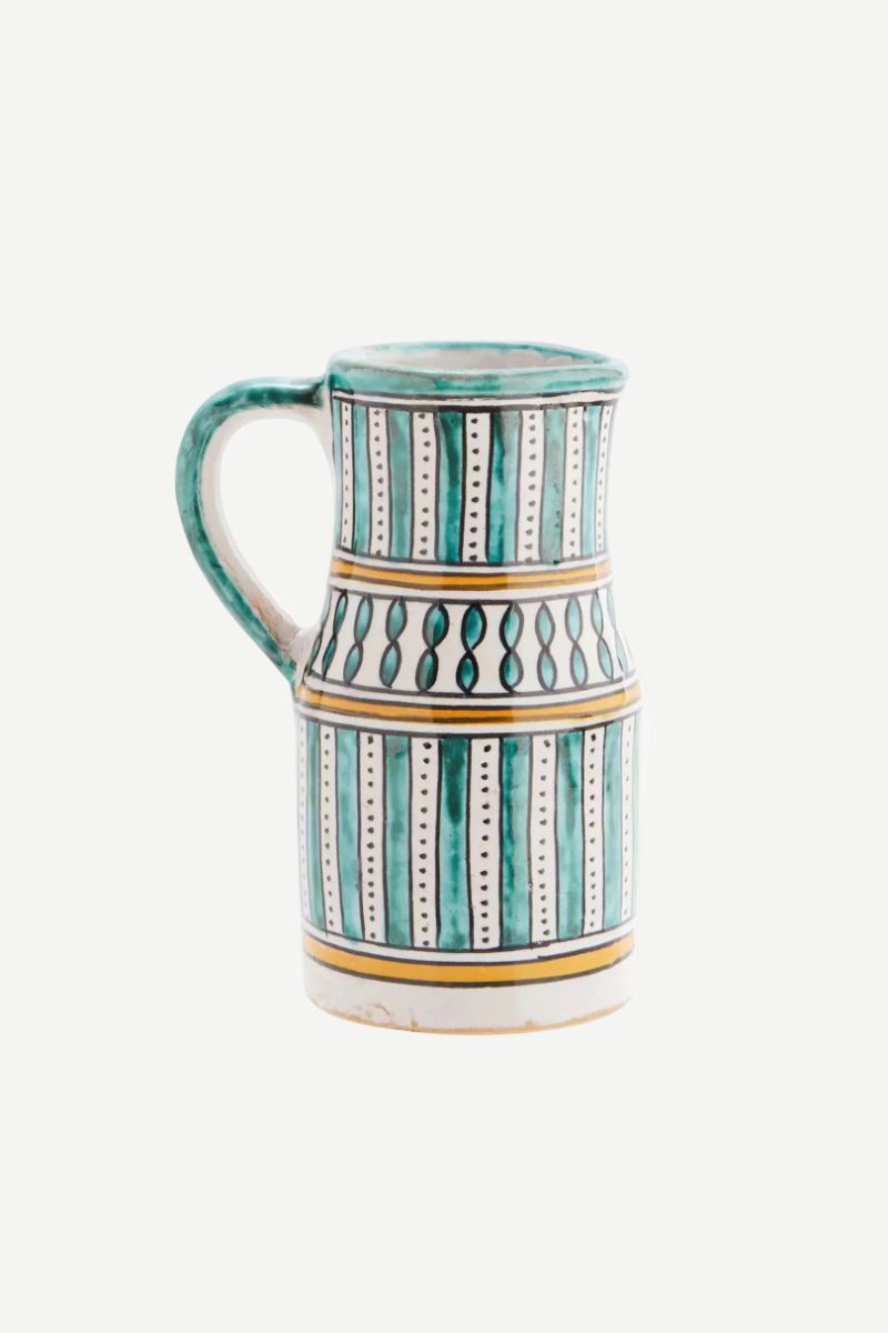 Turquoise Stoneware Pitcher