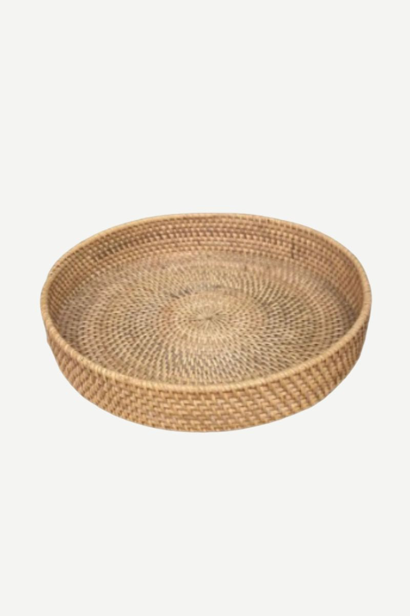 Round tray natural rattan
