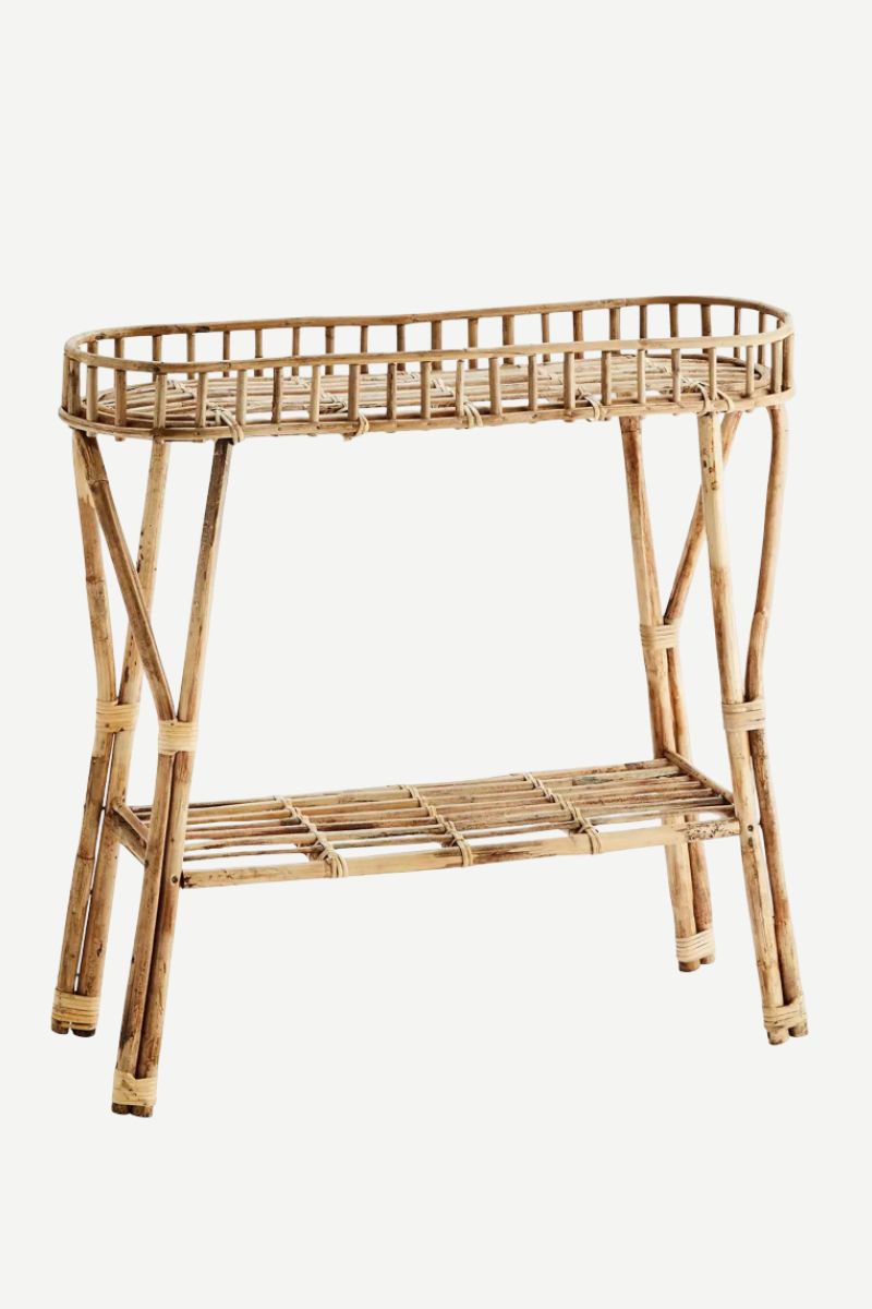 Standing bamboo shelving