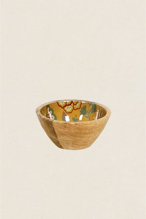 Wood and Enamel Flower Bowl