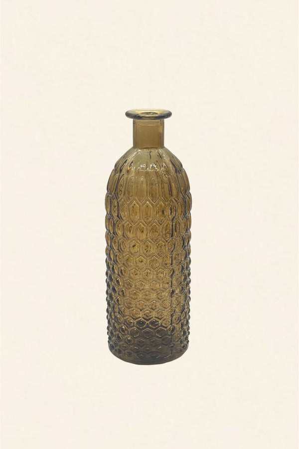 Vase bouteille en verre ambré