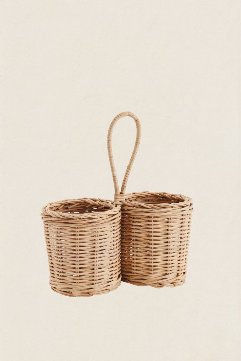 Porte-bouteilles en rotin