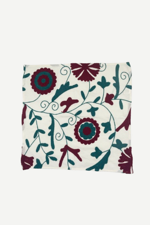 Serviette brodée rouge/verte