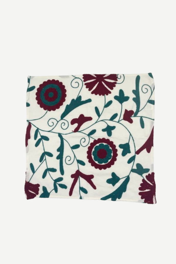 Serviette brodée rouge/verte