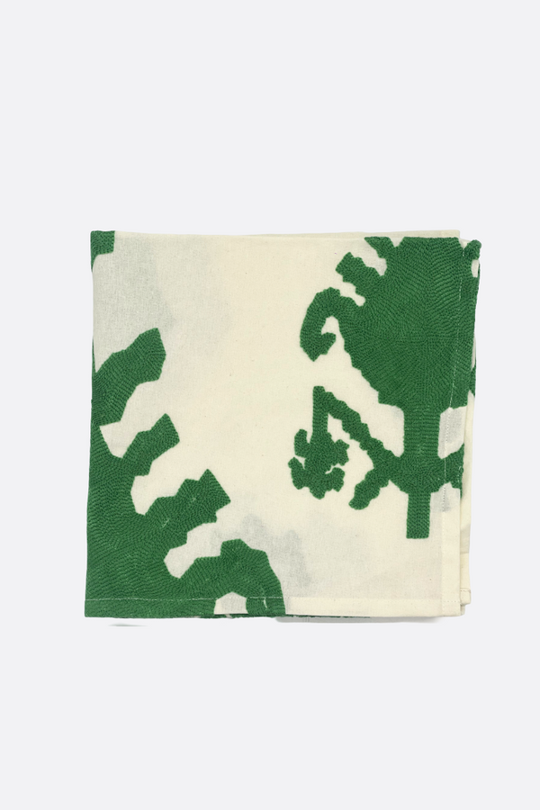Serviette brodée vert clair