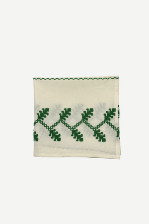 Serviette brodée verte