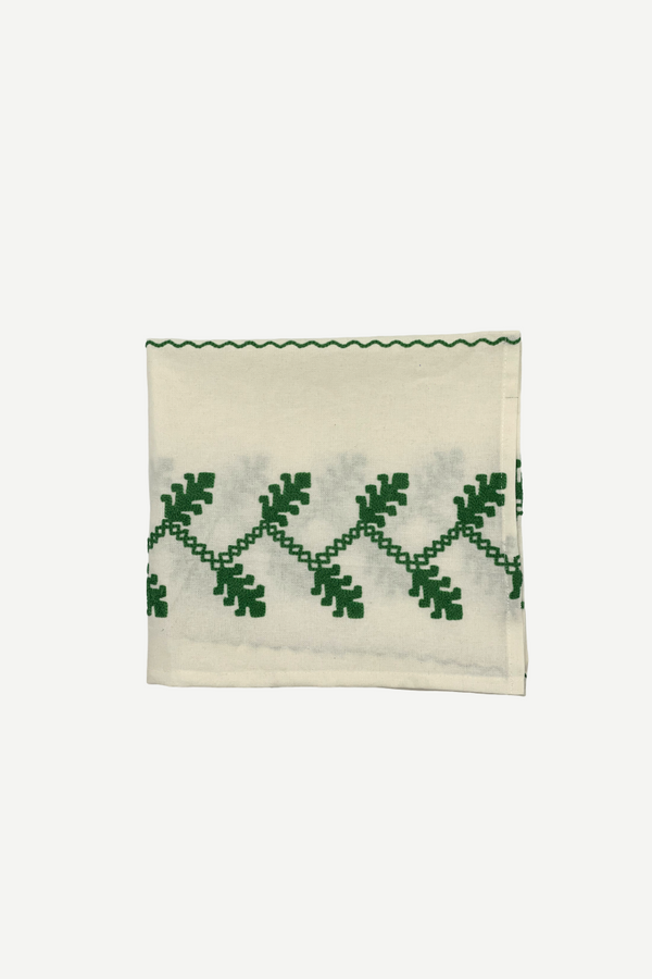 Serviette brodée verte