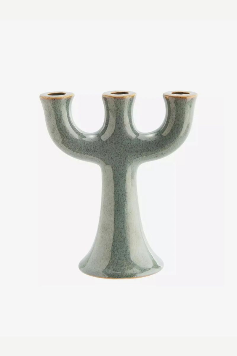 Candelabro Triple Stoneware Verde